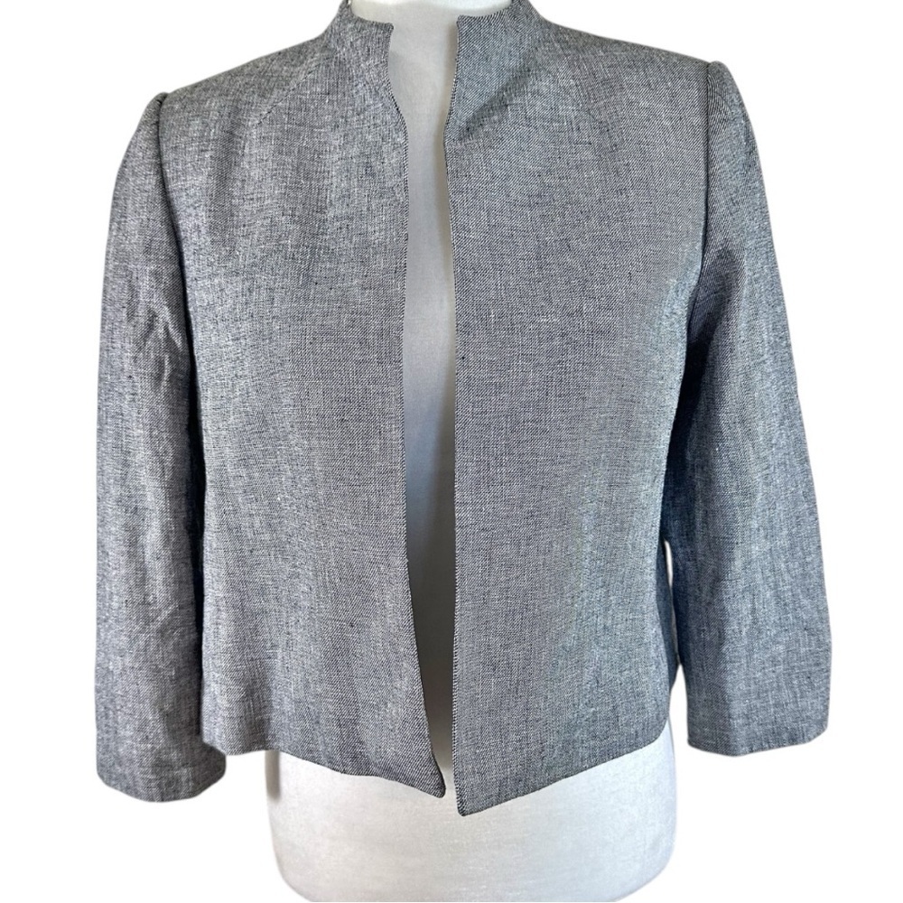 Calvin Klein Gray Blazer with Open Front and Cropped Fit